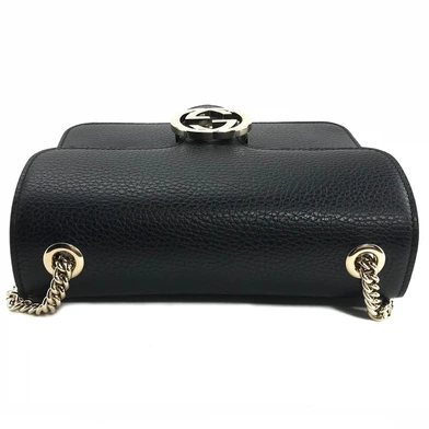 Gucci Interlocking leather bag with chain black thumbnail 3